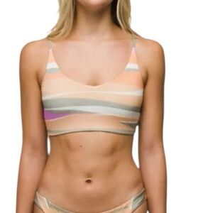 NWT Prana Willow Falls Reversible Bikini Top Wave Print Eco Swim (Top Only)